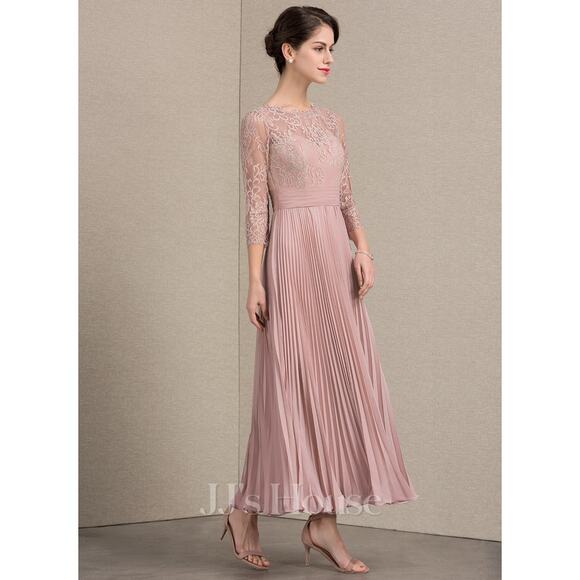 NWT JJ's House A-line Scoop Illusion Ankle-Length Lace Dress Pink - Picture 12 of 13